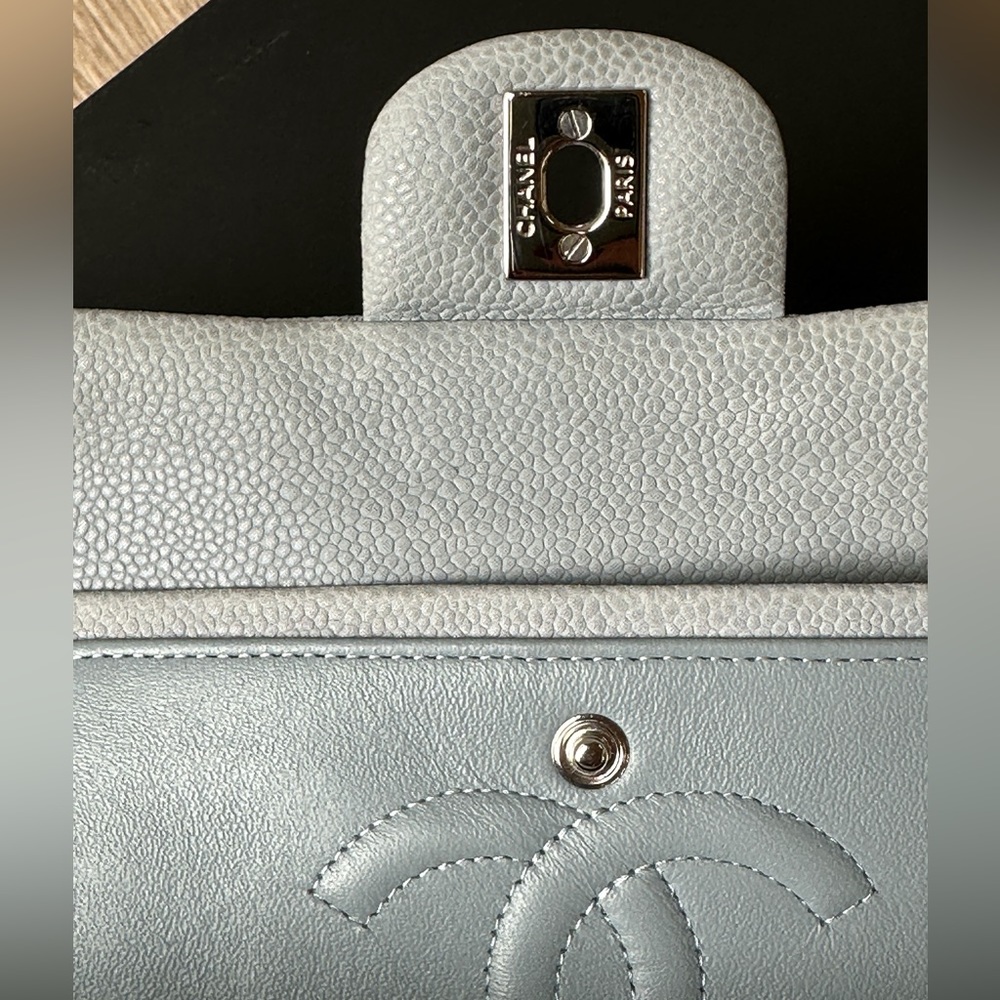 CHANEL Small Classic Handbag (Dove Grey | Light Blue with silver hardware) - Picture 10 of 10